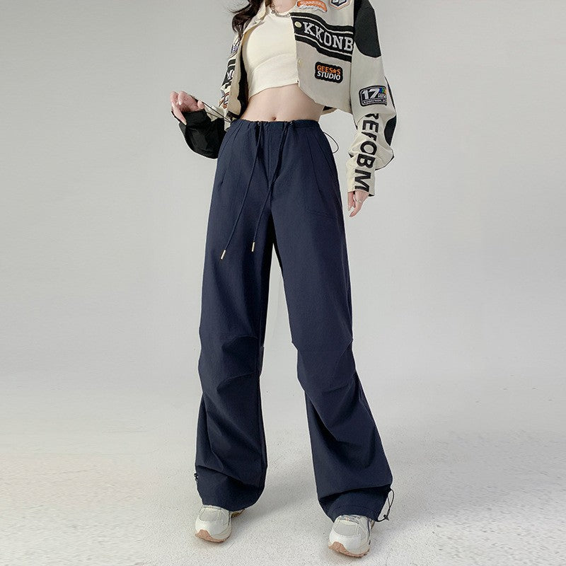 Women's Retro Cargo Pants High Waisted Straight Leg Joggers Casual Sporty Sweatpants for Streetwear