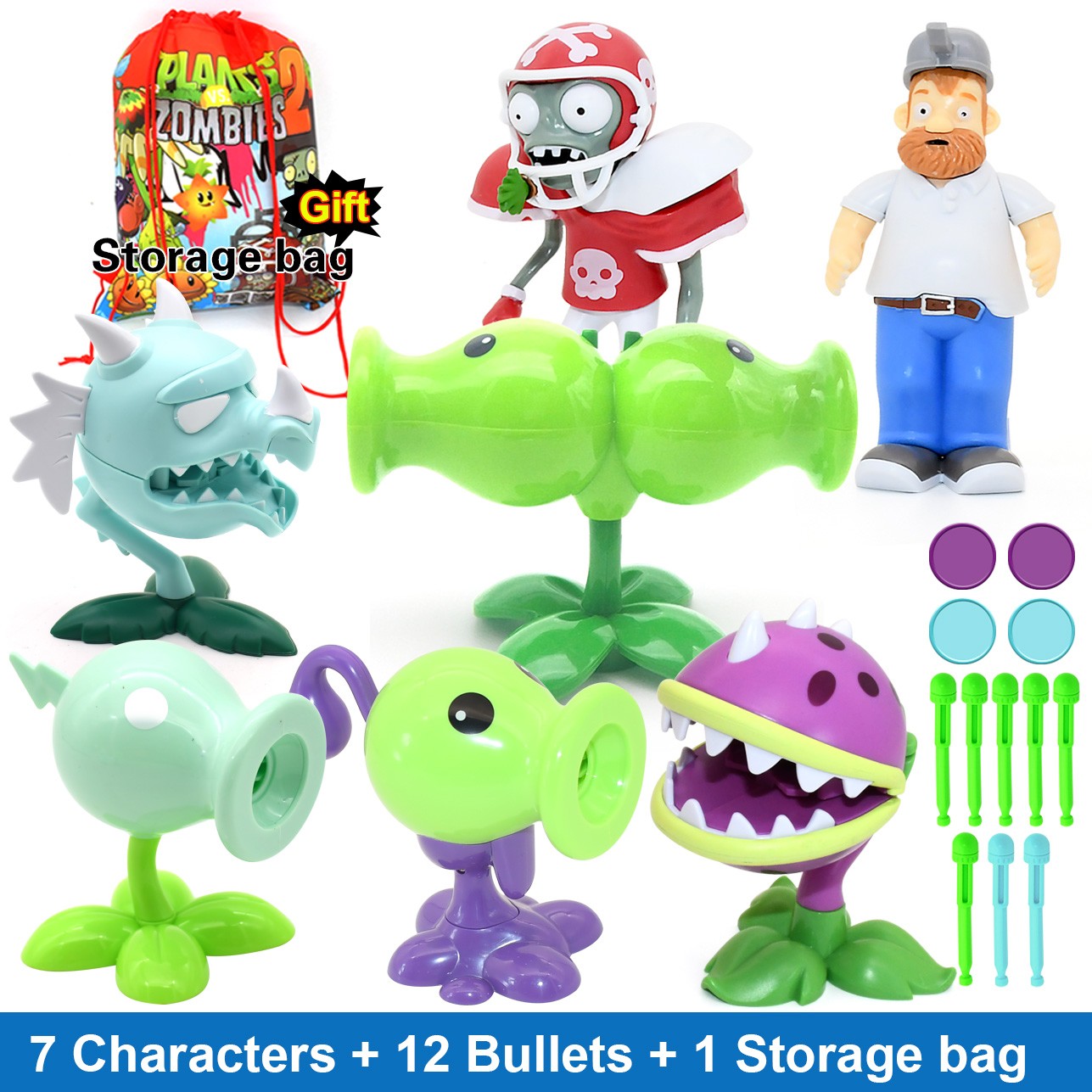 PLANTS VS ZOMBIES 2 Toys Full Set New Role Pea Shoote Alliance Bullet Ejection Attack Walking Dead Children's Gifts Delivery Bag