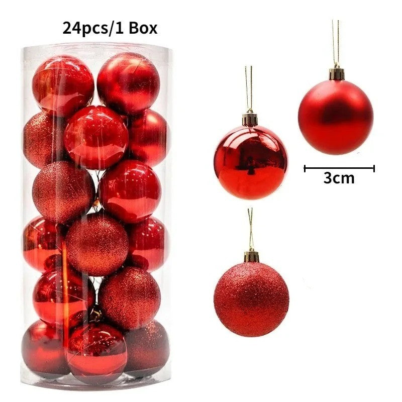 24Pcs 3cm Christmas Balls Christmas Tree Decoration Xmas Hanging Tree Pendants Home Party Christmas Tree Decor New Year Gifts