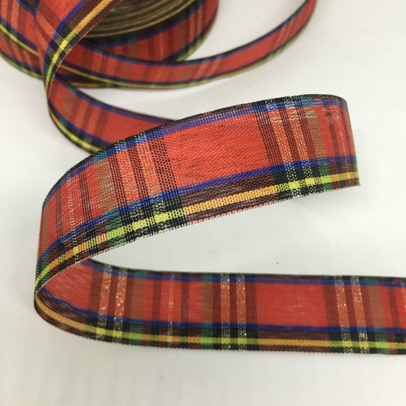 Gingham Ribbon Scottish Fabrics 10Y 2.5cm For Handmade DIY Craft Gift Floral Packing  Wedding Christmas Wreath Deco