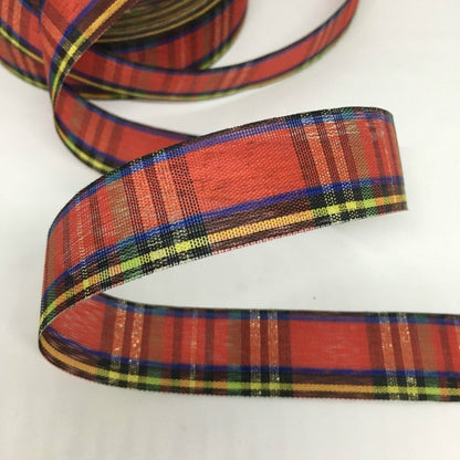 Gingham Ribbon Scottish Fabrics 10Y 2.5cm For Handmade DIY Craft Gift Floral Packing  Wedding Christmas Wreath Deco