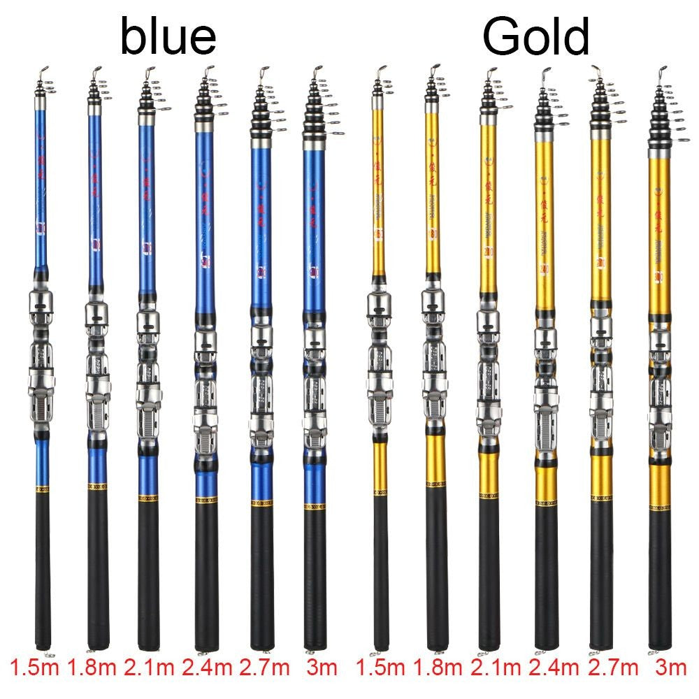 Vara de Pesca de Mar em Material de Carbono, Vara de Pesca Telescópica de Qualidade, Varas de Spinning de Qualidade 1.5m, 1.8m, 2.1m, 2.4m, 2.7m, 3m