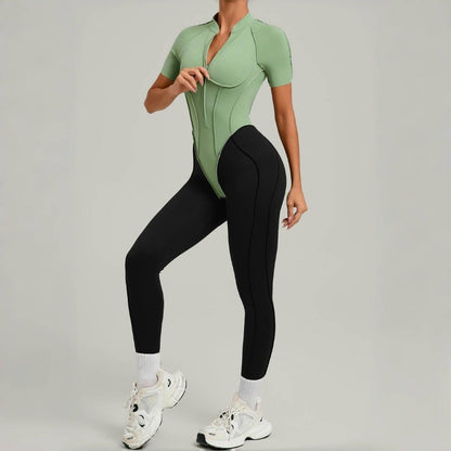 Women's New Yoga Jumpsuits with Contrasting Splicing Beauty Back Slim Fit One-piece Workout Gym Outdoor Sports Fitness Bodysuits