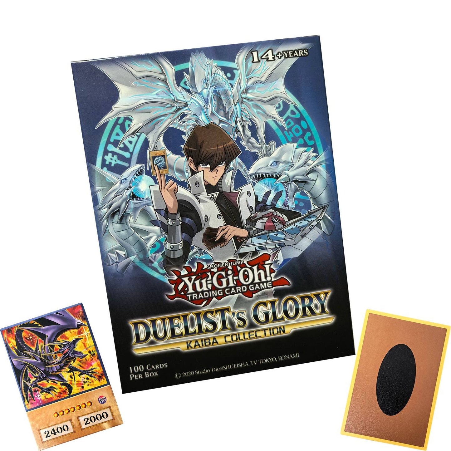 100 unidades Yu-Gi-Oh Anime Style Cards Olhos Azuis Estilo KAIBA Yugioh DUAL MONSTER Clássico Proxy DIY Card Presente Infantil