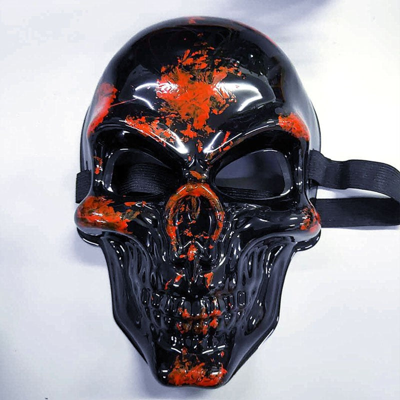 New White Ghost Head Skull Mask Halloween Horror Gold and Silver Mask Horror Smiley Cold Light Sticker Line Mask