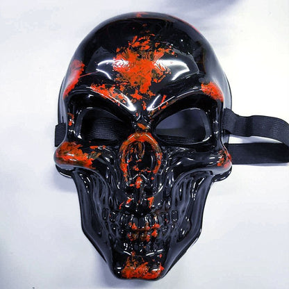 New White Ghost Head Skull Mask Halloween Horror Gold and Silver Mask Horror Smiley Cold Light Sticker Line Mask