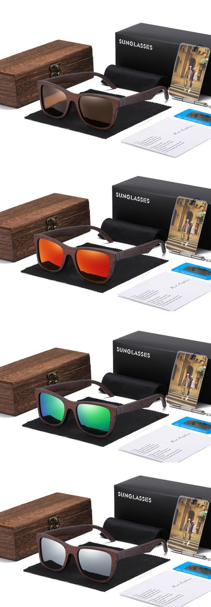 Óculos De Sol GM De Madeira De Bambu Natural Feitos À Mão Polarizados Lentes Com Revestimento Espelhado Com Caixa De Presente