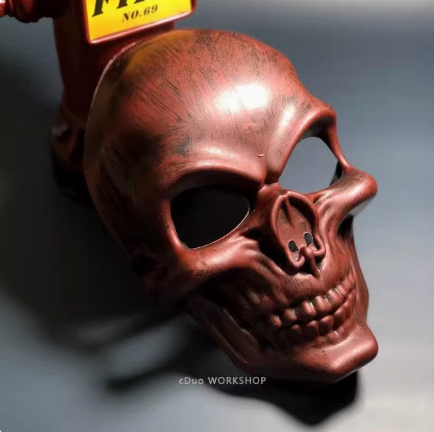 New White Ghost Head Skull Mask Halloween Horror Gold and Silver Mask Horror Smiley Cold Light Sticker Line Mask