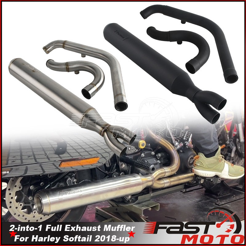 2-into-1 Motorcycle Exhaust System Muffler Pipe For Harley M8 Softail 2018-2026 FXST FXBB FXBBS FXFBS FXFB FLSL FLDE FXLR FXLRS