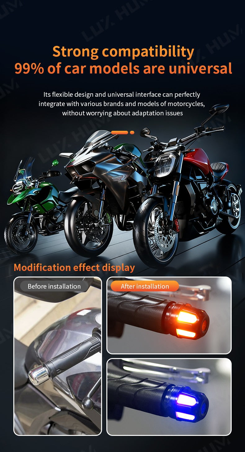 Luz estroboscópica de guidão de motocicleta, luz indicadora de LED de alto brilho, luz de seta para scooter 12V, lâmpada de advertência lateral à prova d'água
