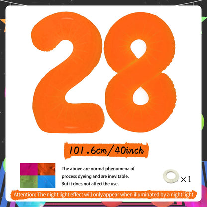 Orange Fluorescent Neon Digital Balloons Glowing Party Balloons Used for Birthday Parties, Anniversaries, Holiday Decorations