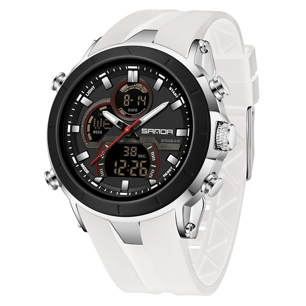 SANDA Mens Watches Countdown Waterproof Alarm Clock Wristwatch Multifunctional Luminous Men Quartz Digital Watch Alarm Clock