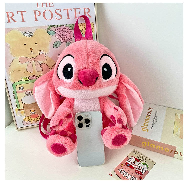 Kawaii Disney Stitch Bag Plush Backpack Bagpack Double Shoulder Crossbody Bag Storage Pouch Plushie Anime Toy Gift for Girls