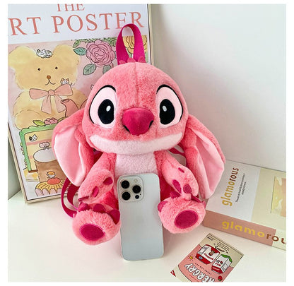 Kawaii Disney Stitch Bag Plush Backpack Bagpack Double Shoulder Crossbody Bag Storage Pouch Plushie Anime Toy Gift for Girls