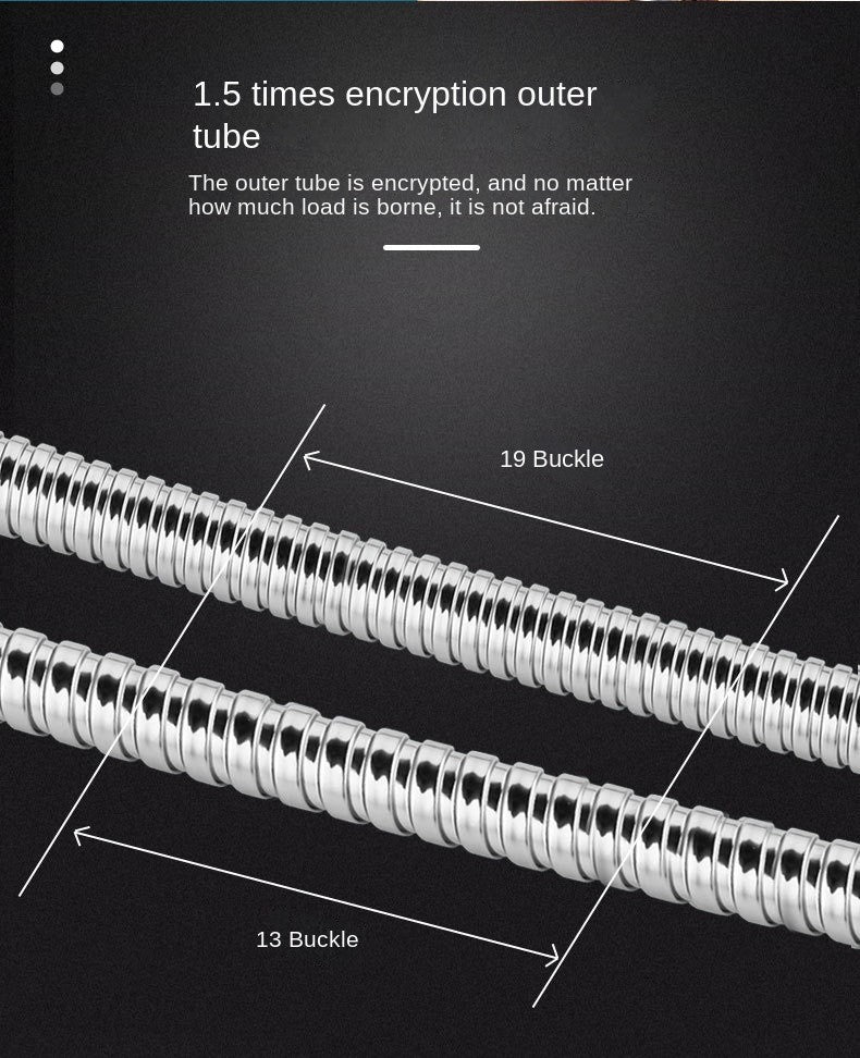1,5/2M Mangueira de chuveiro flexível preta/prata SUS 304 Tubo de chuveiro longo para banheiro Extensão de tubo de água Tubo de puxar Acessórios para banheiro