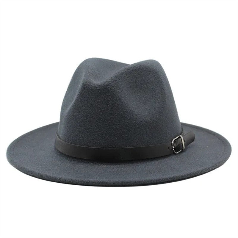 Men's fedora hat Men's and women's universal solid color fedora hat Women's 21 color wide brim jazz hat Autumn and winter Britis