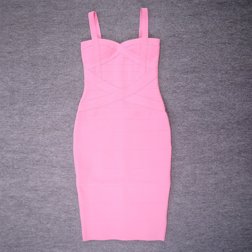 BEAUKEY Sexy Vintage Quality Evening Yellow Bandage Dress 2023 Women Summer Blue