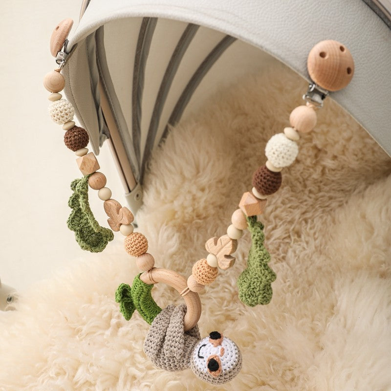 Baby Crochet Stroller Toys Wooden Hanging Ocean Stroller Teething Rattle Bell Animal Mobiles Gym Stroller Pendants Gifts Toys
