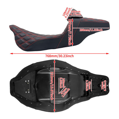 Assento 2 Lugares Moto Garupa Com Encosto Ajustável Almofada Para Harley Touring Electra Road Glide 09-23 Assento De Couro