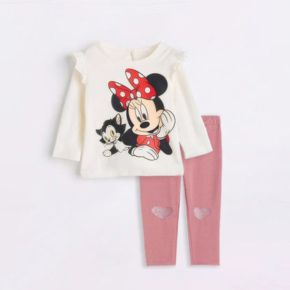 2Pcs Minnie Baby Girl Clothes Spring Autumn Cotton Long Sleeve Top + Leggings For Girls Toddler Girl Clothing Sets