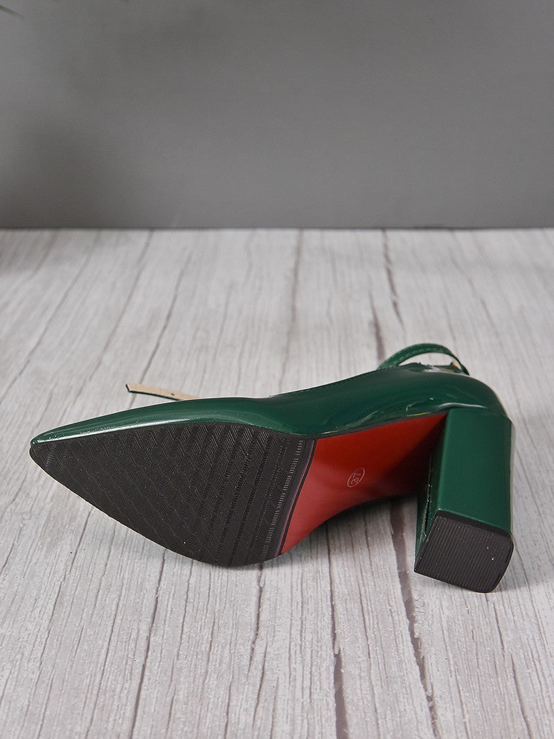 Apricot Red 10cm Super High Heel Ankle Strap Pumps Women Shoes Pointed Toe Fashion Crystals Buckle Patent Leather Plus Size 50