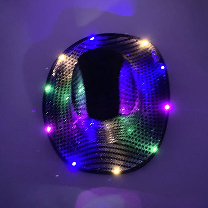 Chapéu de Cowboy LED Sem Fio, Chapéu de Cowboy Luminoso, Chapéu de Cowgirl Rosa para Discoteca, Noivas, Acessórios para Shows, Boates e Festas a Fantasia
