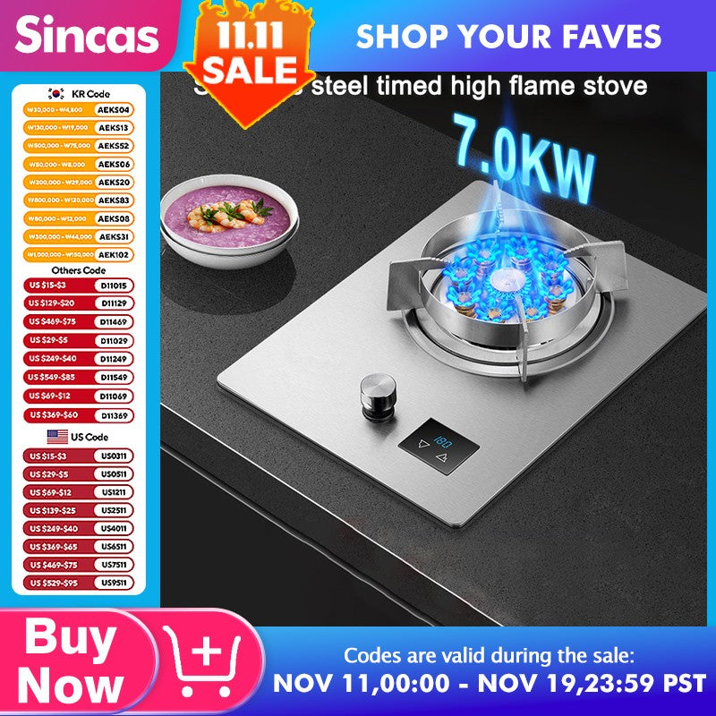 Gas Stove Single Stove Household Desktop Liquefied Gas Natural Gas Stove Embedded Stainless Steel Fierce Fire Stove Burner Stove