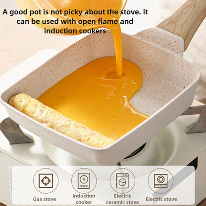 Japanese Omelette Pan Tamagoyaki Egg Pan Nonstick Egg Frying Pan Rectangle Steak Frying Pan with Detachable Scalding Handle