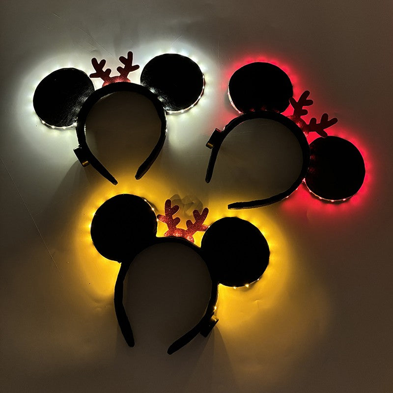 1/2pcs LED Glowing Neon Mouse Ears Headband Girls Festival Headbands Mickey Hairband Children Birthday Party Hair Accessories