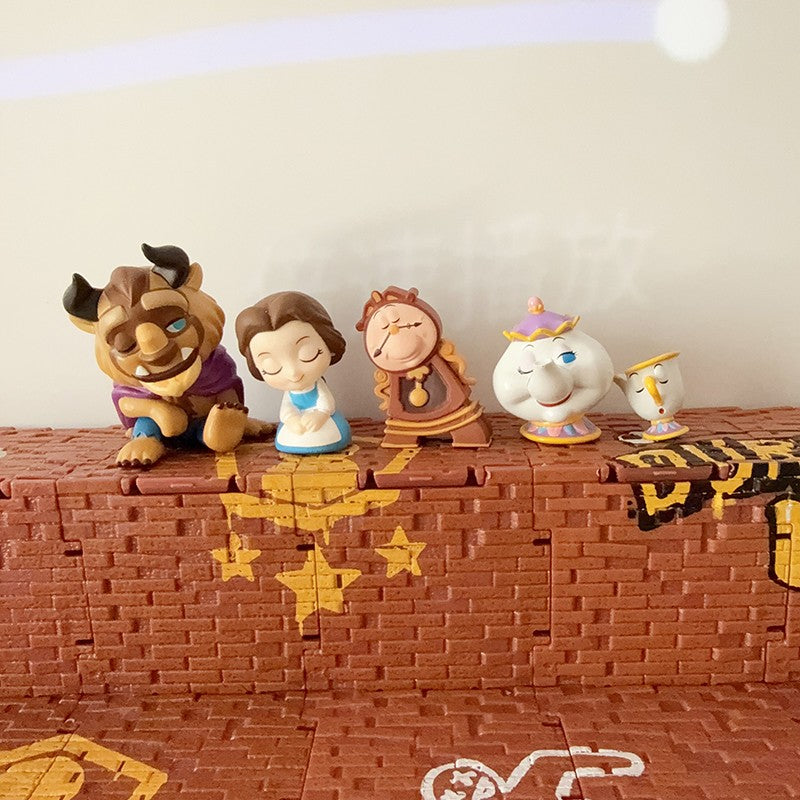 Bonecos de Ação Disney A Bela e a Fera Princesa Bela Adam Cogsworth Beatrice Chip Potts Bonecos de Anime Brinquedos Presente para Crianças