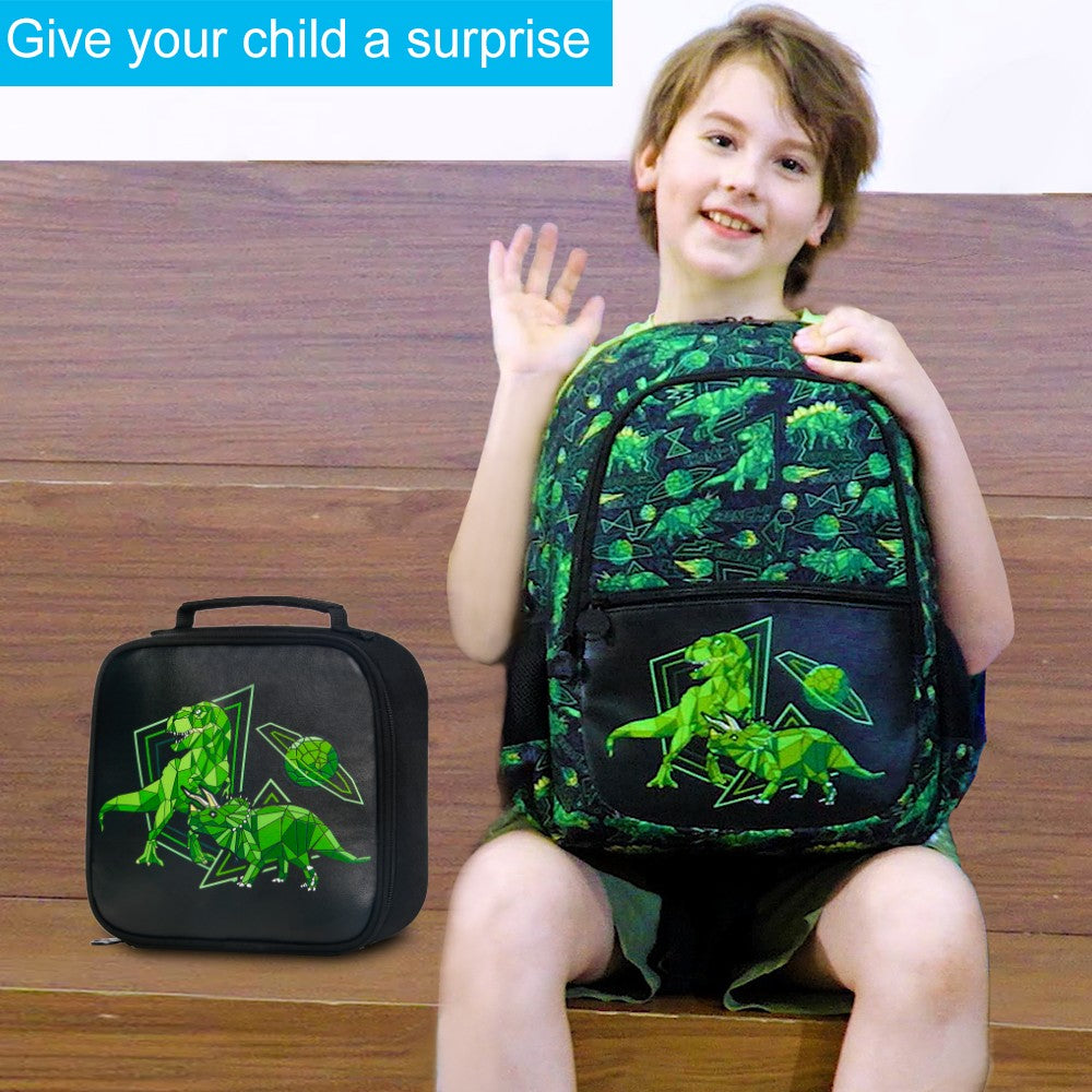 Mochila de Dinossauro 3 Peças para meninos, Conjunto de Mochilas Infantis de 42 cm para Ensino Fundamental, Pré-escola e Jardim de Infância, Mochila Escolar com Lancheira