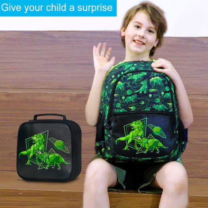 Mochila de Dinossauro 3 Peças para meninos, Conjunto de Mochilas Infantis de 42 cm para Ensino Fundamental, Pré-escola e Jardim de Infância, Mochila Escolar com Lancheira