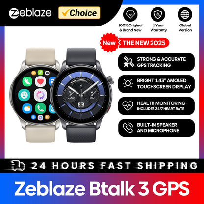Novo Smartwatch Zeblaze Btalk 3 GPS Tela AMOLED de 1,43" Pulseiras Duplas Fazer/Atender Chamadas Monitoramento de Frequência Cardíaca SpO2 Estresse