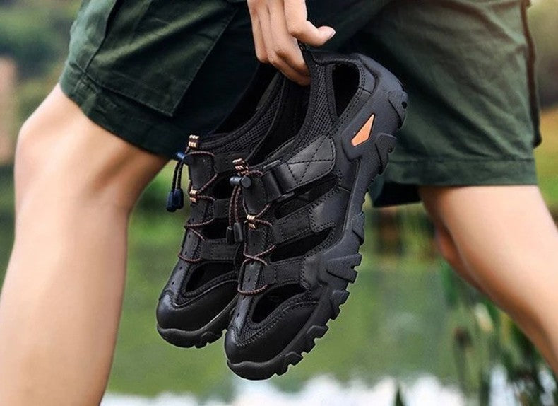 New Summer Mens  Sandals Genuine Leather Antiskid Breathable Outdoor Sandalias Trekking Casual Beach Shoe Male Loafers Big Size