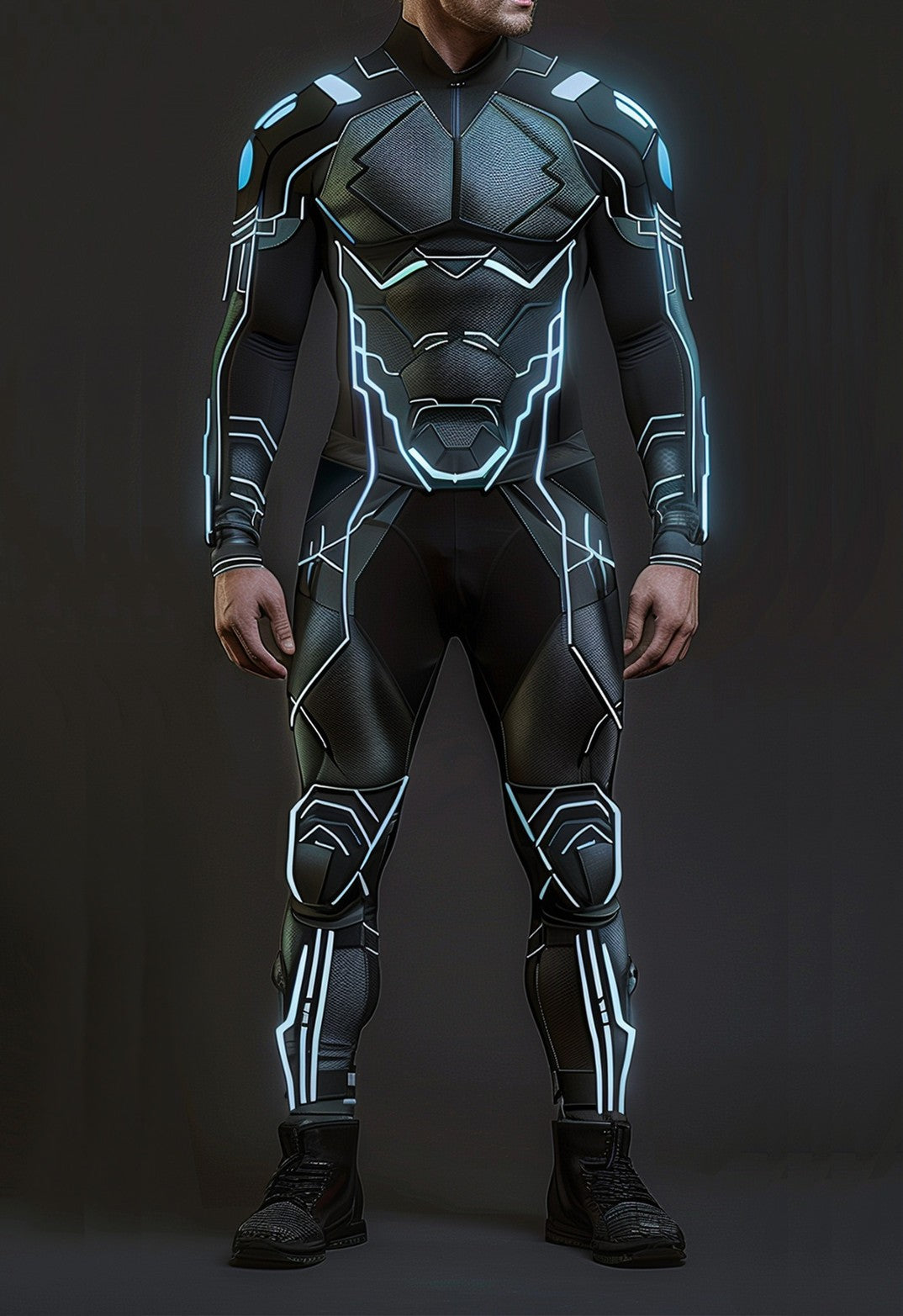 CyberPunk Men Women Mechanical Armor Jumpsuit Halloween Party Cosplay Steampunk Costume Party Fighter Elastic Bodysuits Rompers