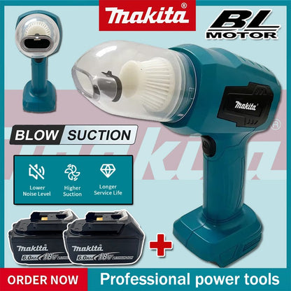 Aspirador de pó elétrico Makita com forte sucção, mini, sem fio, portátil, soprador para limpeza doméstica com 7 bicos para bateria 20V 18V