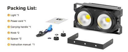U'King 4PCS 200W LED 2IN1 COB Par Light DMX Cool&Warm White Lighting Stage Light 2 Eyes LED Blinder Light for DJ Party Wedding