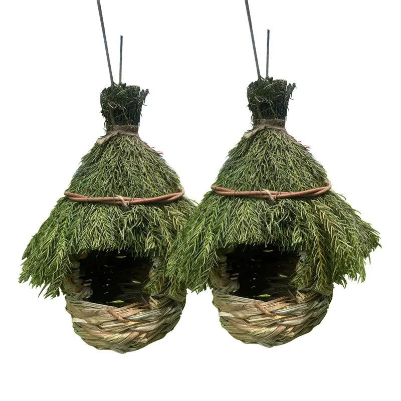 Ninho de Pássaro de Grama Tecido à Mão - Casa de Pássaro de Trama Natural para Decoração de Jardim, Artesanato Feito à Mão (Disponível para Dropshipping)