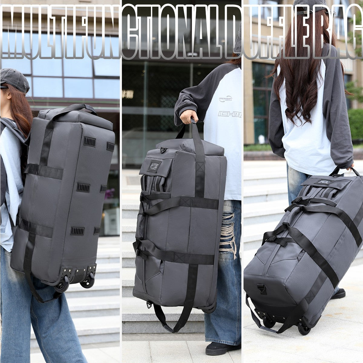 Travel Bag, Large-Capacity Handbag, Portable Outdoor Hand Luggage, Roller Travel Bag, Convenient and Practical Unisex Duffel Bag