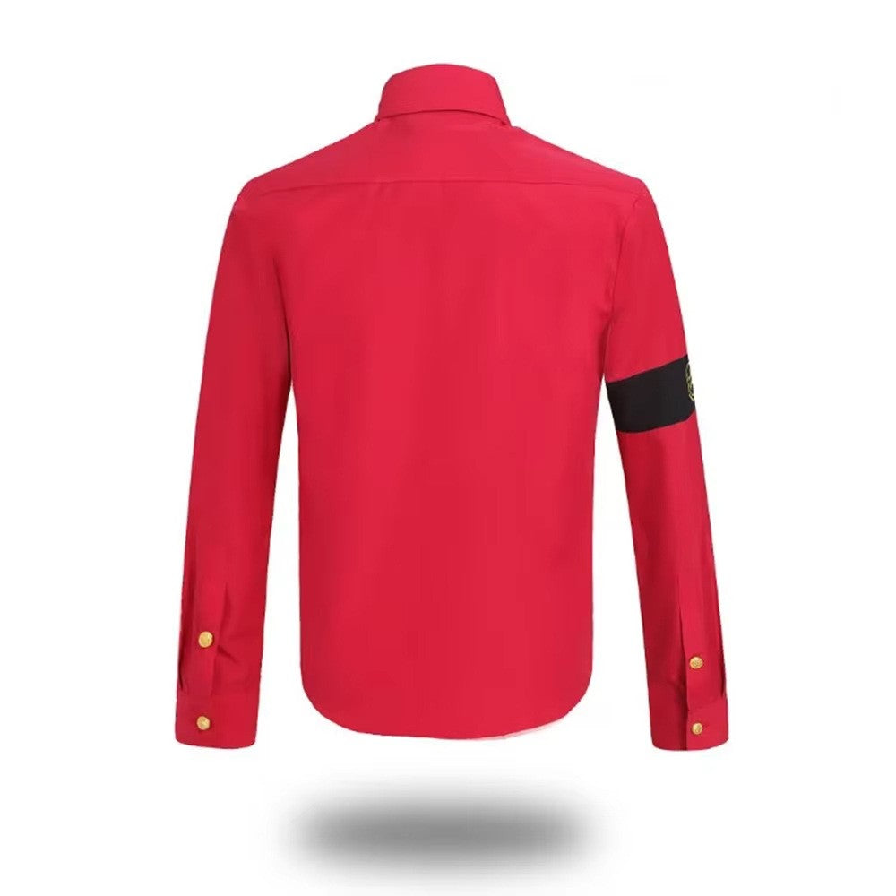 Michael Jackson Anti-War Military Shirt Men's Vintage Button Up Shirt With Epaulets Iconic Pop Star Cosplay Costume Outfit