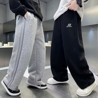 Autumn Boys Causal Pants Kids Loose Cotton Sports Pants 110-170 Black Grey Soft Trousers for Children Spring Kids Clothing 2025