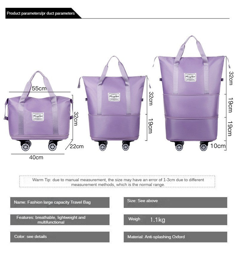 Mala expansível com rodízio universal Grande capacidade de armazenamento para separação de itens secos e molhados Bolsa de viagem e fitness leve