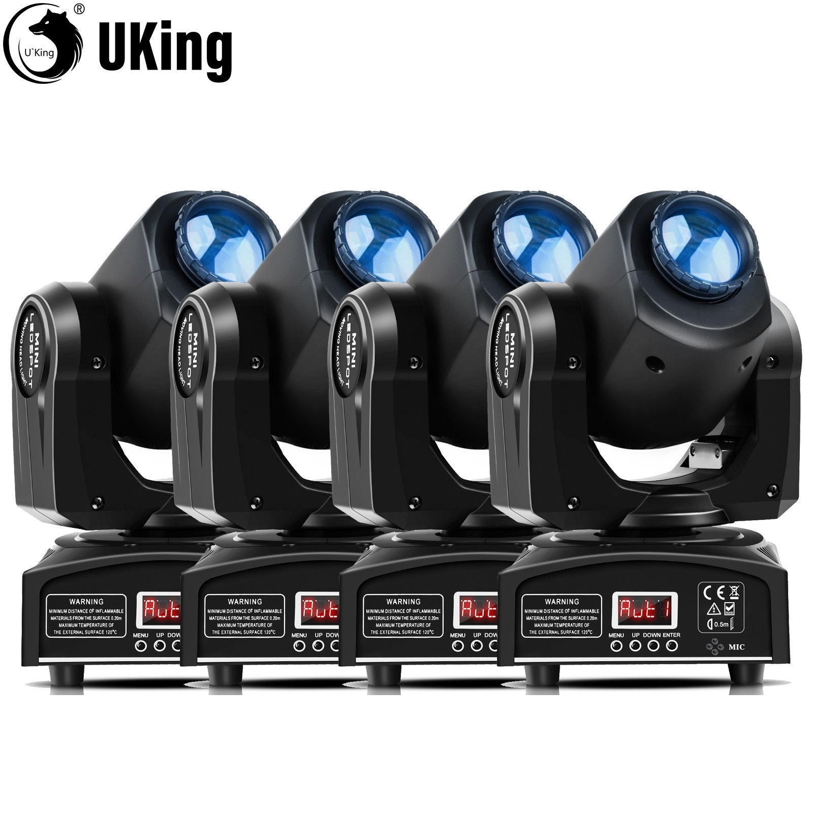 U`King 4Pcs 30W Beam Gobo Moving Head Lights RGBW LED Stage Lights DMX512 Spotlights For DJ Disco Wedding Party Stage Lighting