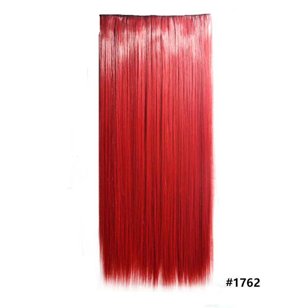 Extensões de cabelo sintéticas com clipe, longas e lisas, com 5 clipes em uma única peça, extensões de cabelo multicoloridas LIHUI