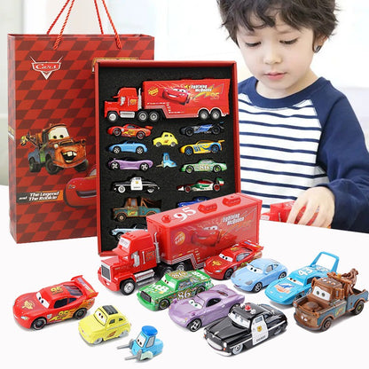 Disney Pixar Carros McQueen Mater Mack Tio Caminhão Liga Diecast Carro 1:55 Modelo Radiator Springs Cidade 11/6/4 Pçs Caixas de Carro Presente