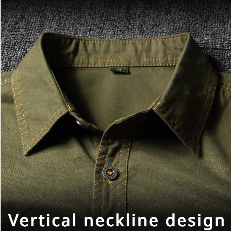 Summer Cotton Tactical Cargo Shirt Mens Multi Pocket Badge Embroidered Combats Tops Casual Breathable Tooling Chemise Homme