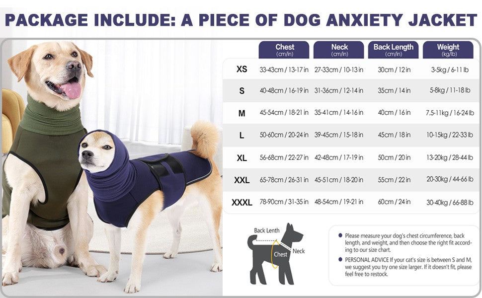 Colete para Ansiedade de Cães ATUBAN, para Visitas ao Veterinário e Separação-Mantenha seu Pet Calmo, Colete para Cães com Medo de Trovões, Colete Anti-Ansiedade para Cães e Gatos