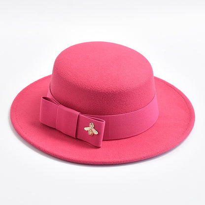 Fedora Hat for Women Fashion Formal Wedding Decorate Church Cap Flat Top Bow Party Jazz Hat Chapeau Femme