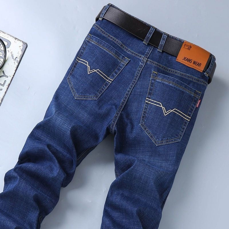 Quatro Estações Calça Jeans Perna Reta Elástica Casual de Negócios Calça Jeans Atacado Homem Masculino Adulto Cavalheiro Confortável Alta Qualidade