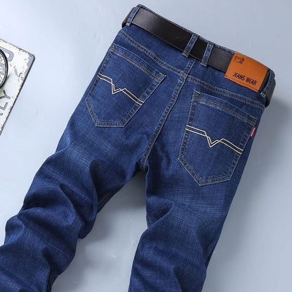 Quatro Estações Calça Jeans Perna Reta Elástica Casual de Negócios Calça Jeans Atacado Homem Masculino Adulto Cavalheiro Confortável Alta Qualidade